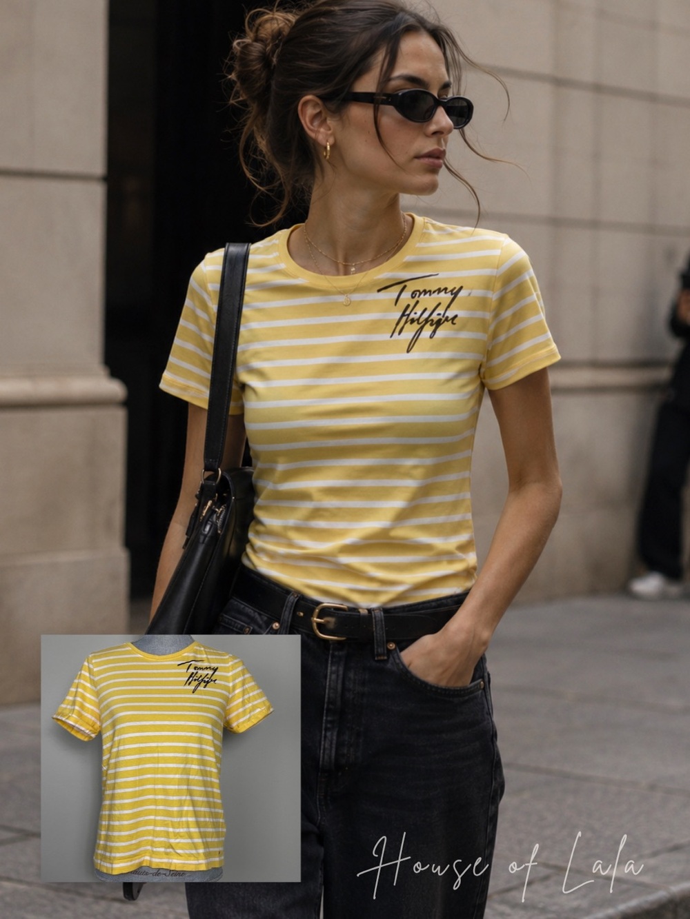 Tommy Hilfiger Casual Yellow Striped Tee – Preppy Summer Polo Club Vibes